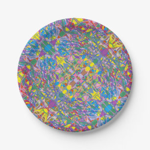 Abstract retro design paper plates floral summer c