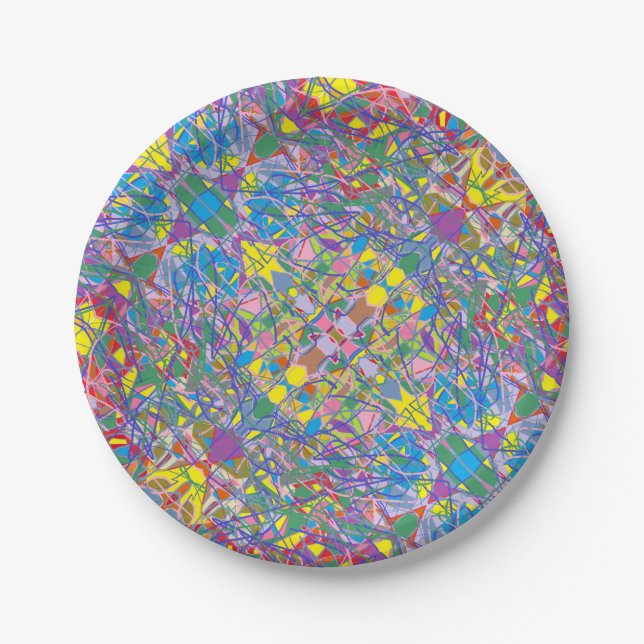 Abstract retro design paper plates floral summer c (Front)