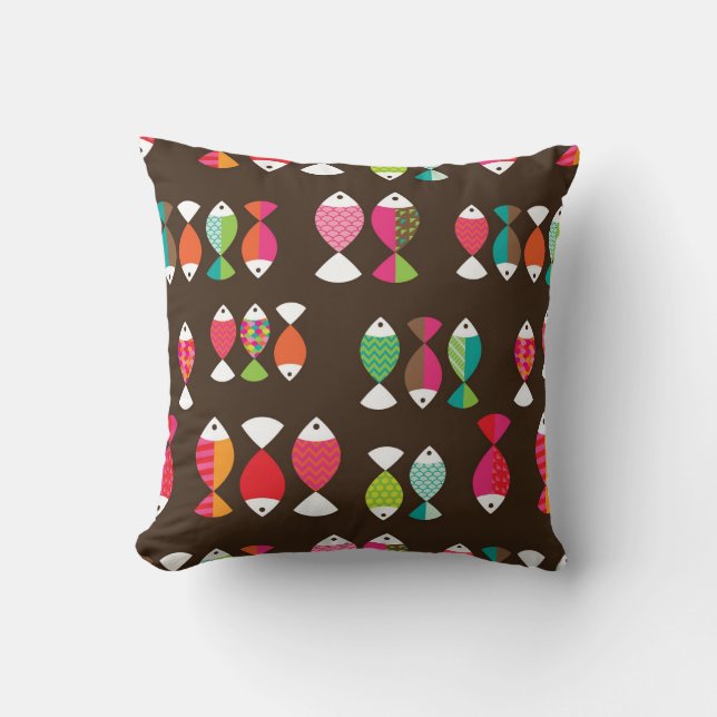Abstract retro fish underwater pattern 2 cushion (Front)