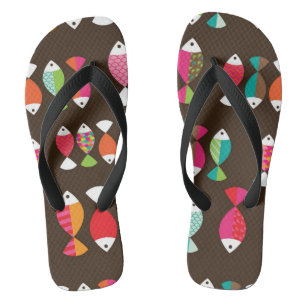 Abstract retro fish underwater pattern 2 jandals