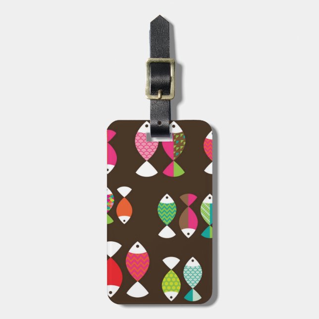Abstract retro fish underwater pattern 2 luggage tag (Front Vertical)