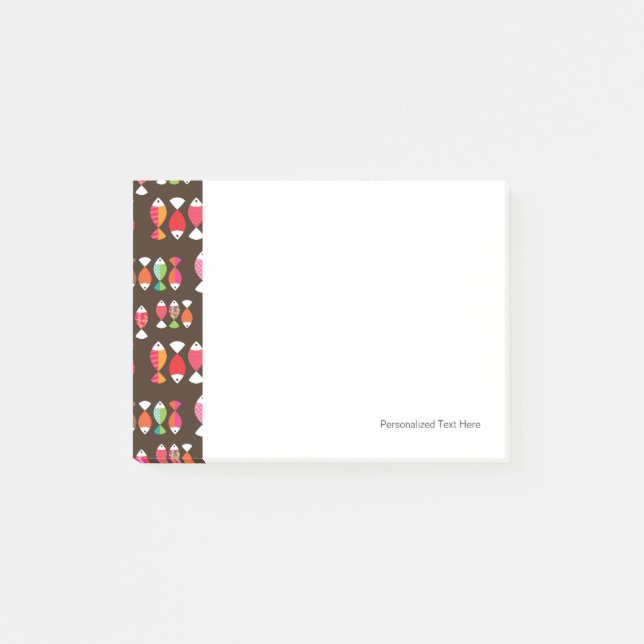Abstract retro fish underwater pattern 2 post-it notes (Front)