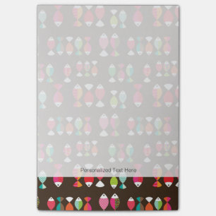 Abstract retro fish underwater pattern 2 post-it notes