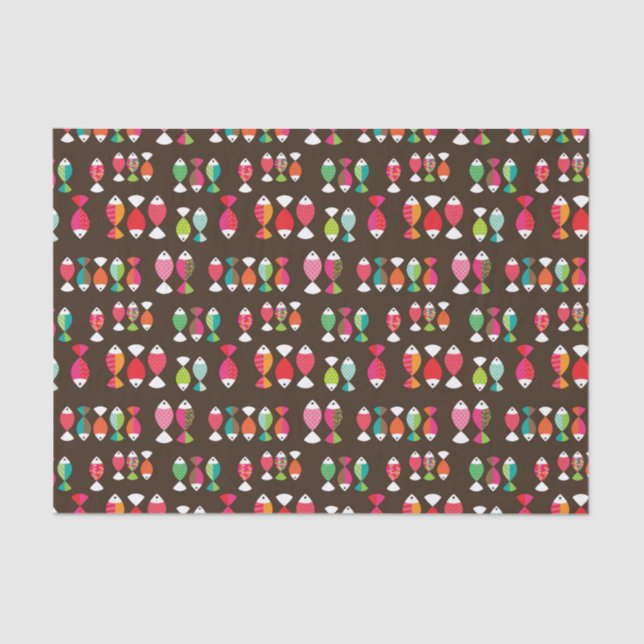 Abstract retro fish underwater pattern 2 tissue paper (Front)