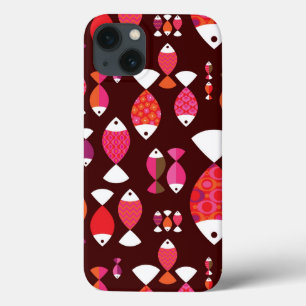Abstract retro fish underwater pattern iPhone 13 case