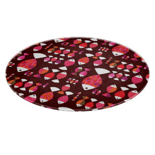 Abstract retro fish underwater pattern cutting board