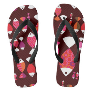 Abstract retro fish underwater pattern jandals