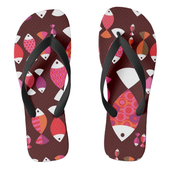 Abstract retro fish underwater pattern jandals (Footbed)