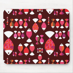 Abstract retro fish underwater pattern mouse pad