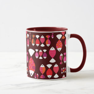 Abstract retro fish underwater pattern mug
