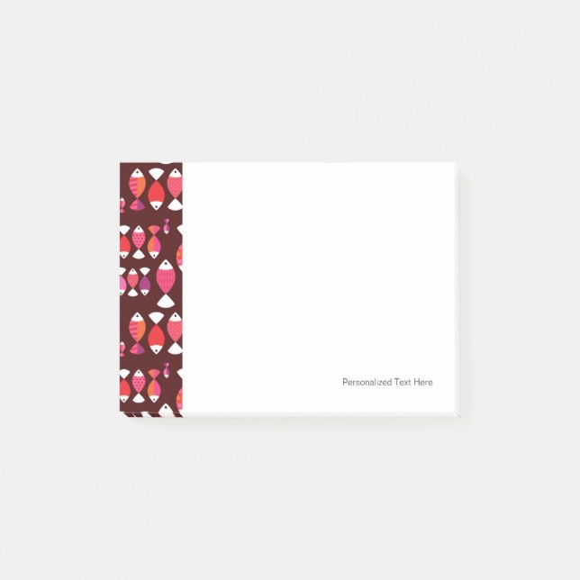 Abstract retro fish underwater pattern post-it notes (Front)