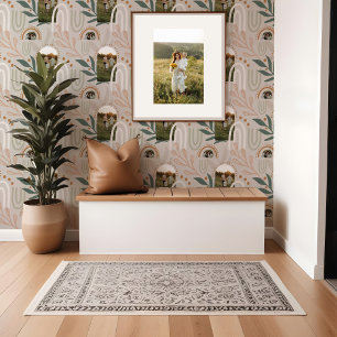 Abstract Retro Floral Boho Family Photo Arch Wallpaper