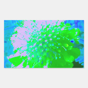 Abstract Retro Flower in Lavender and Lime Green Rectangular Sticker
