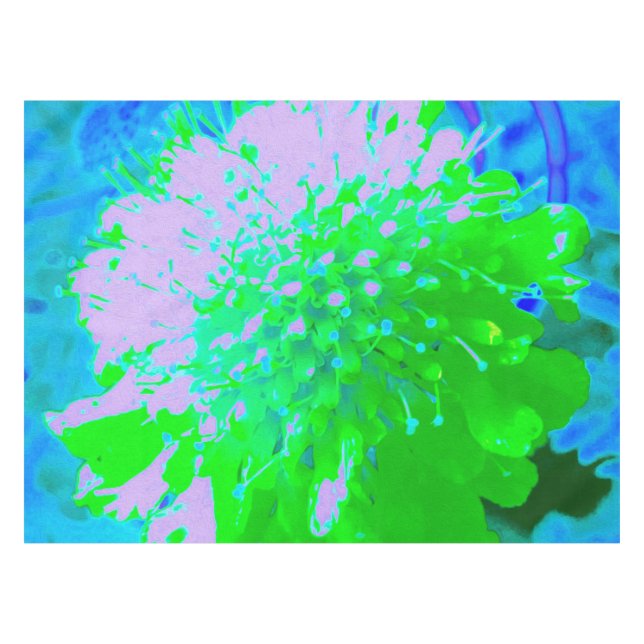 Abstract Retro Flower in Lavender and Lime Green Tablecloth (Front (Horizontal))