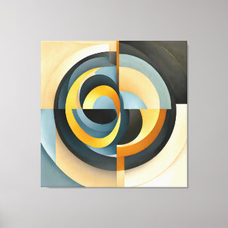 Abstract Retro Geometry in Circles and Rectangles Canvas Print