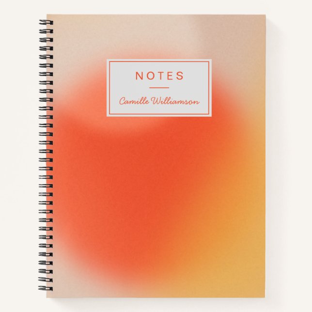 Abstract Retro Gradient Orange Custom Name  Notebook (Front)