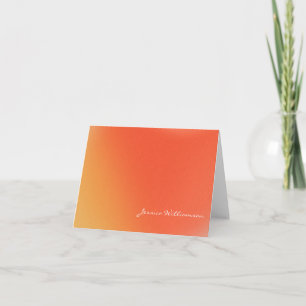 Abstract Retro Gradient Orange Personalised Name Note Card