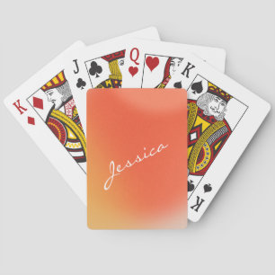 Abstract Retro Gradient Orange Personalised Name Playing Cards