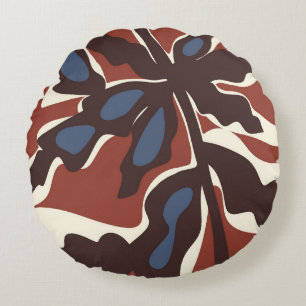 Abstract Retro Leaf Motif Round Cushion