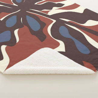 Abstract Retro Leaf Motif Sherpa Blanket