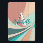 Abstract Retro Modern Peach Rust Teal Monogram iPad Pro Cover<br><div class="desc">This modern abstract iPad cover case is eye-catching and makes a statement with its retro look of peach,  teal,  aqua,  and clay rust swirls. Add a name and initial to personalise it. Created by Simply Farmhouse Press.</div>