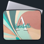 Abstract Retro Modern Peach Rust Teal Monogram Laptop Sleeve<br><div class="desc">This modern abstract laptop sleeve is eye-catching and makes a statement with its retro look of peach,  teal,  aqua,  and clay rust swirls. Add a name and initial to personalise it. Created by Simply Farmhouse Press.</div>