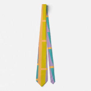 Abstract Retro orange and yellow Textured Stripes Tie