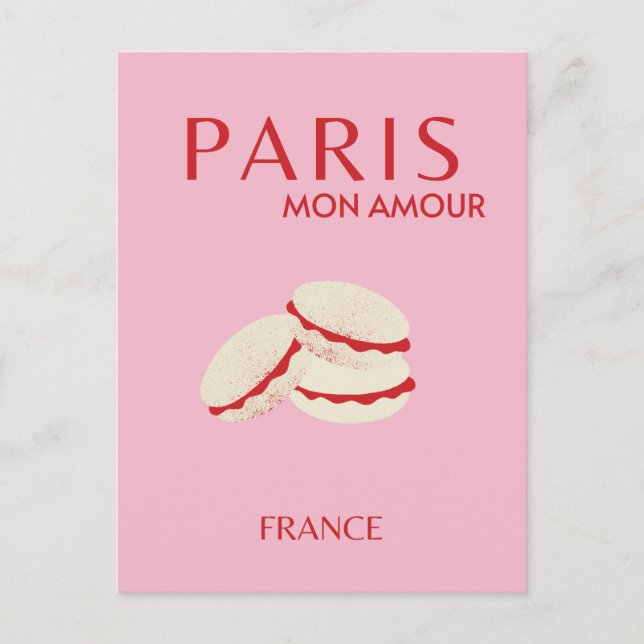Abstract Retro Pastel Paris Pink Pastel Travel Art Postcard (Front)