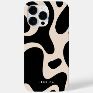 Abstract Retro Pattern Black and Beige Case-Mate iPhone 14 Pro Max Case