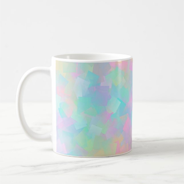 Abstract retro pattern of geometric shapes in pink coffee mug (Left)