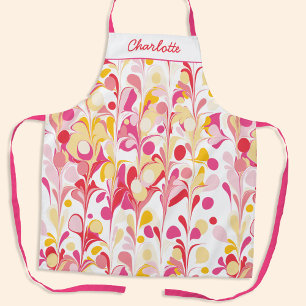 Abstract Retro Pattern Pink Personalised Apron