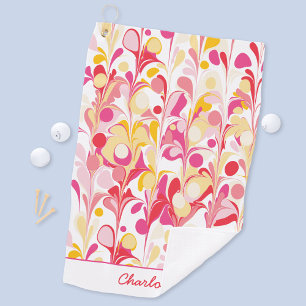 Abstract Retro Pattern Pink Personalised Golf Towel