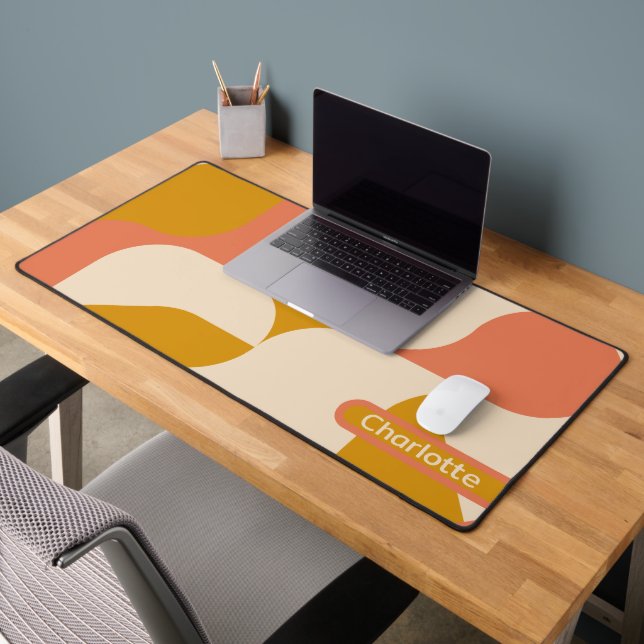 Abstract Retro Patterned Personalised Desk Mat (Office 2)