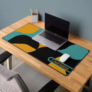 Abstract Retro Patterned Personalised Desk Mat
