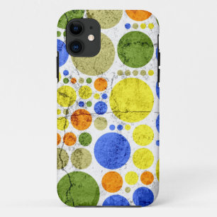 Abstract Retro Polka Dots   Grunge Cracked Wall iPhone 11 Case