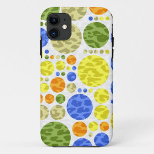 Abstract Retro Polka Dots Leopard Print iPhone 11 Case