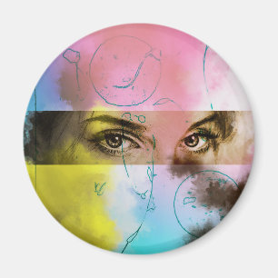 Abstract Retro Pop Art, Round Magnet