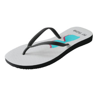 Abstract Retro Pop Art - Turquoise & Red Glasses Jandals