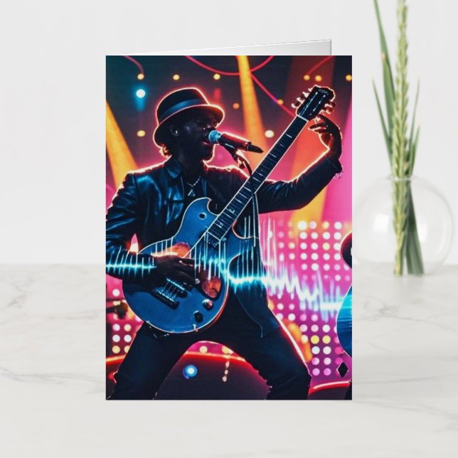 Abstract retro pop musical instruments foil greeting card (Front)
