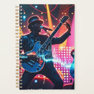 Abstract retro pop musical instruments planner