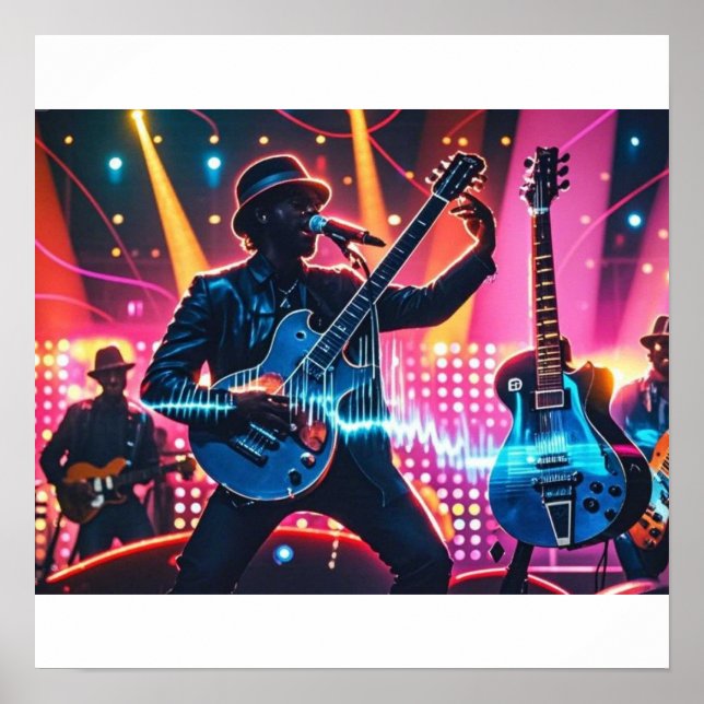 Abstract retro pop musical instruments poster (Front)