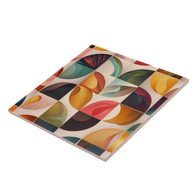 Abstract Retro Popular Squares Collection Tile (Side)