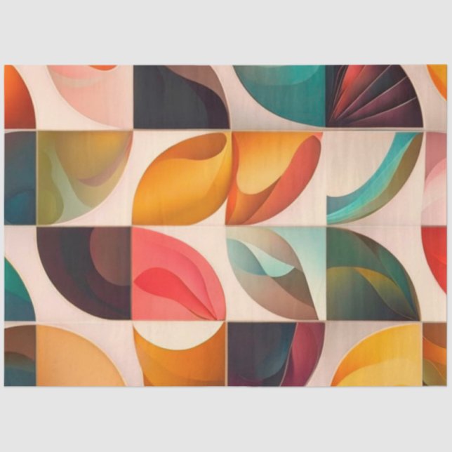 Abstract Retro Popular Squares Collection Tissue Paper (Front)