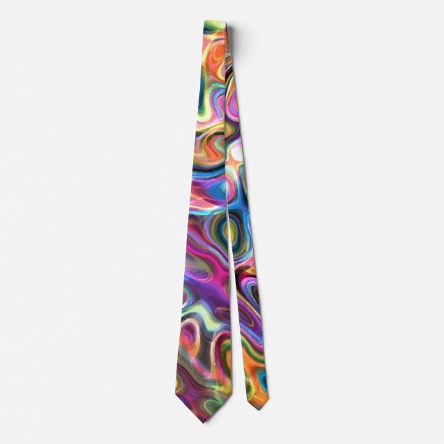 Abstract Retro Rainbow Psychedelic Electricity  Tie (Front)