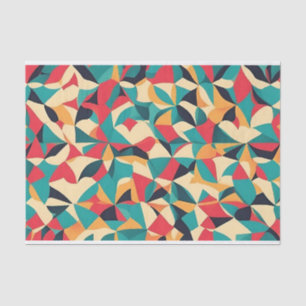 Abstract Retro Style Geometric Pattern - Teal, Red Tissue Paper