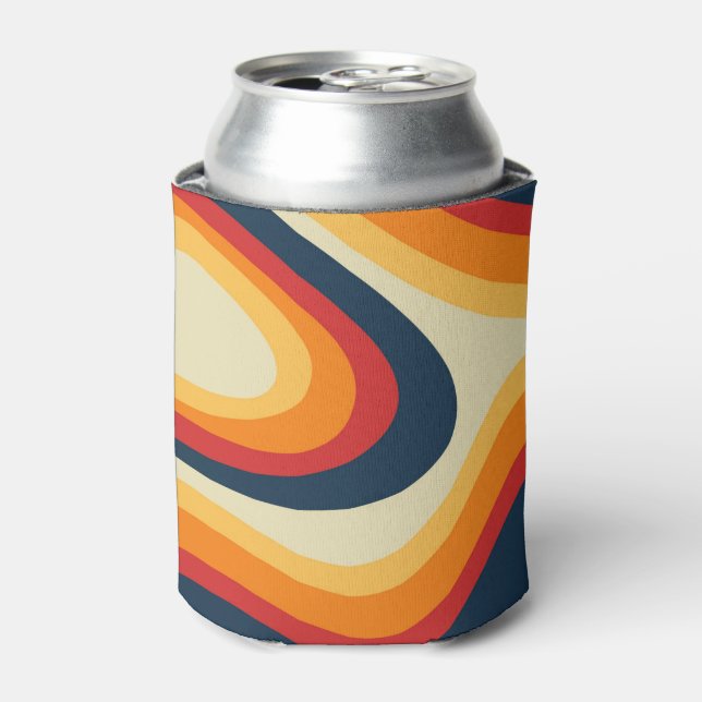 Abstract retro style waves design can cooler (Can Front)