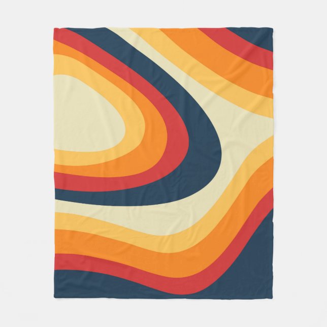 Abstract retro style waves design fleece blanket (Front)