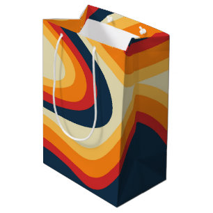 Abstract retro style waves design medium gift bag