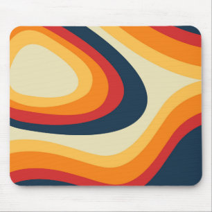 Abstract retro style waves design mouse pad