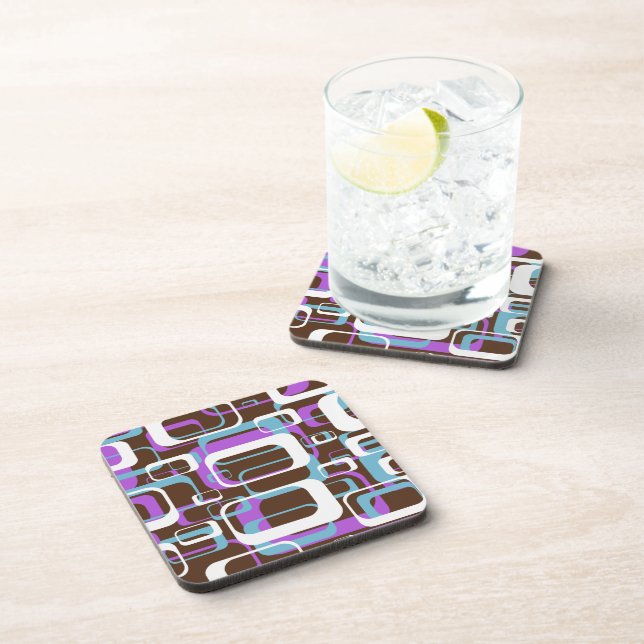 Abstract Retro Swinging 60s Geometric Pattern Coaster (Right Side)